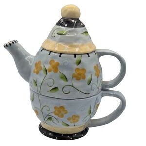 Shabby Chic  Bella Casa by GANZ Tea For One Nesting Teapot & Teacup Set Cottage